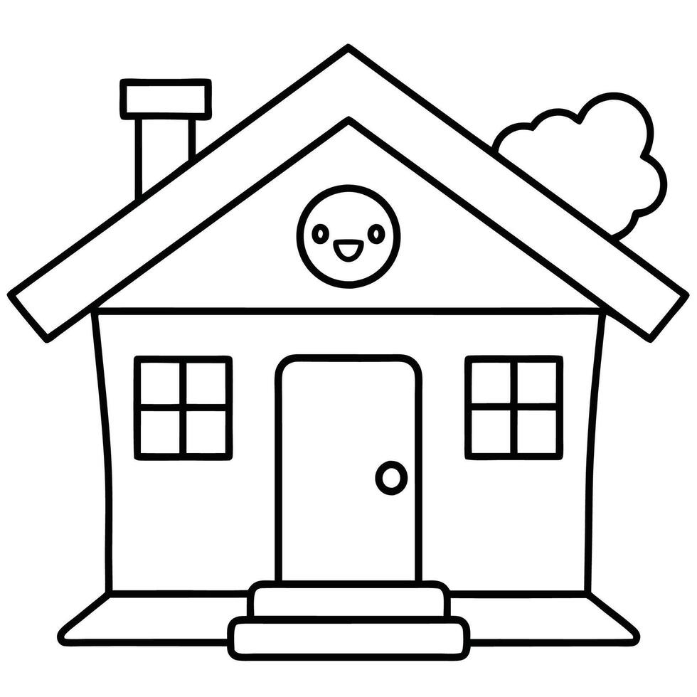 House Outline or line art drawing for children activity with black and white image vector