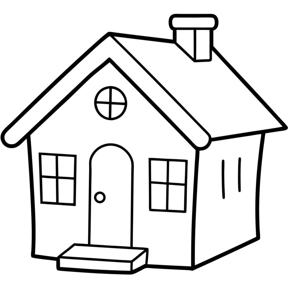 House Outline or line art drawing for children activity with black and white image vector