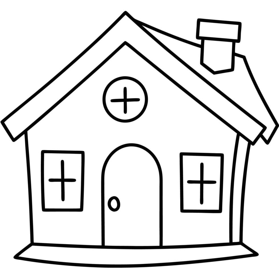 House Outline or line art drawing for children activity with black and white image vector