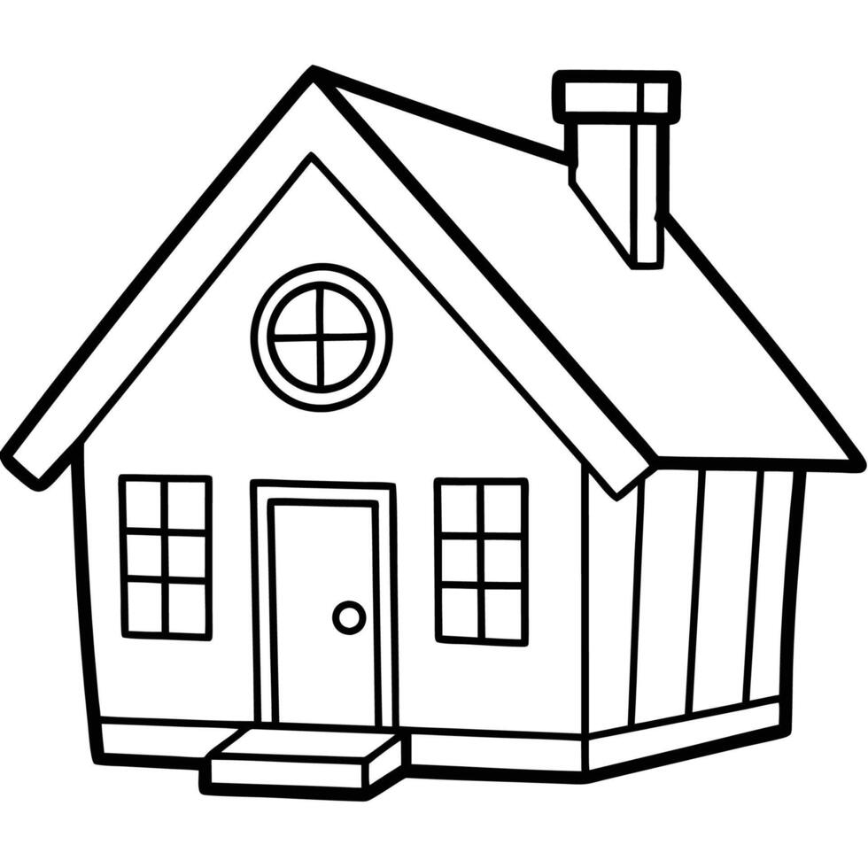 House Outline or line art drawing for children activity with black and white image vector
