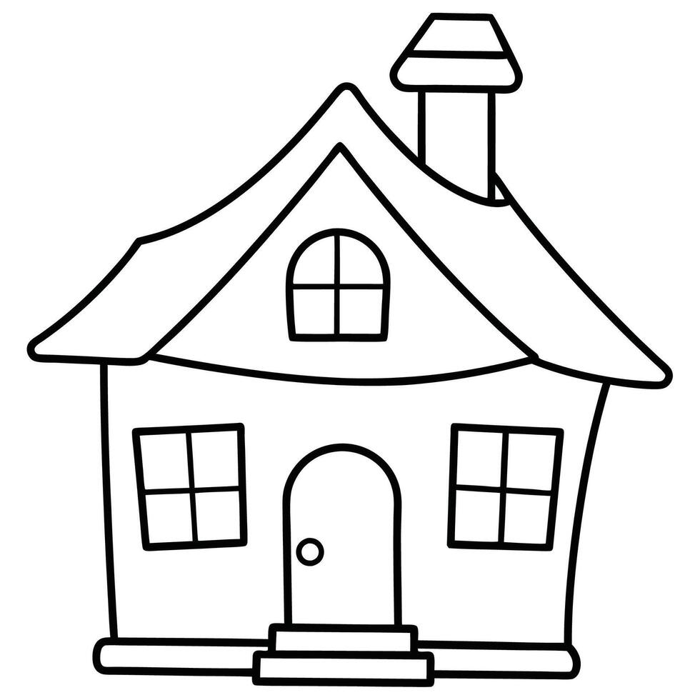 House Outline or line art drawing for children activity with black and white image vector