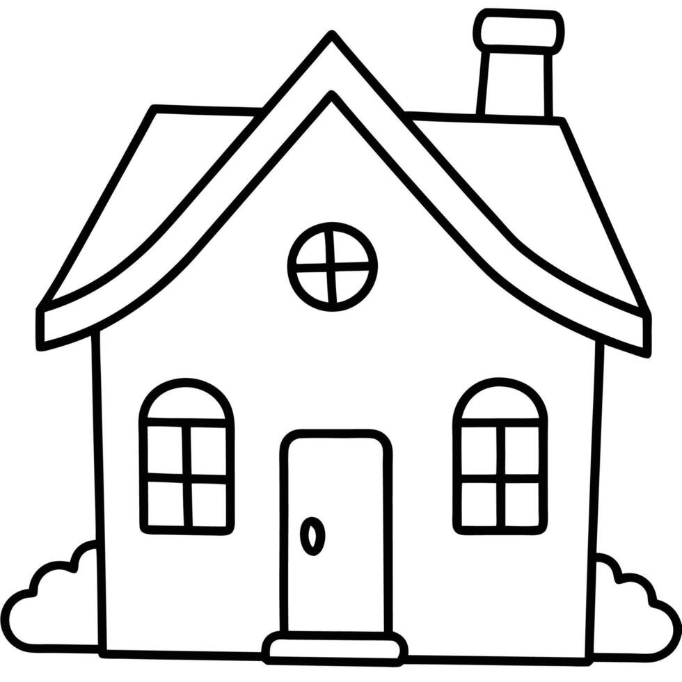 House Outline or line art drawing for children activity with black and white image vector
