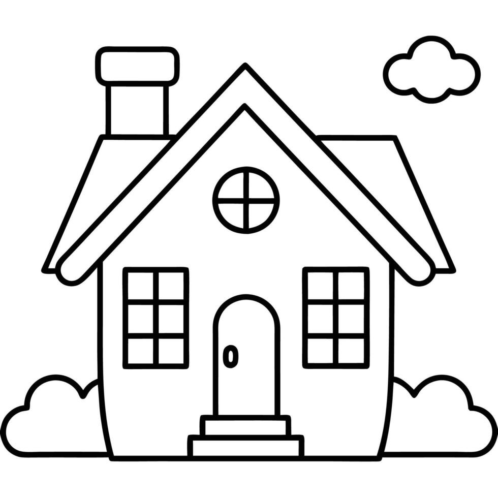 House Outline or line art drawing for children activity with black and white image vector