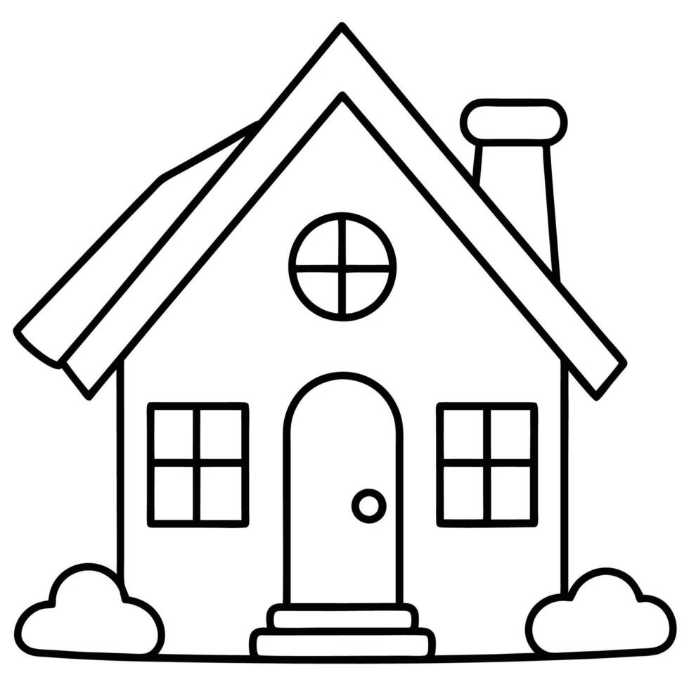 House Outline or line art drawing for children activity with black and white image vector