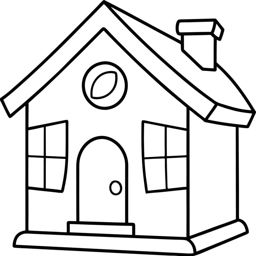 House Outline or line art drawing for children activity with black and white image vector