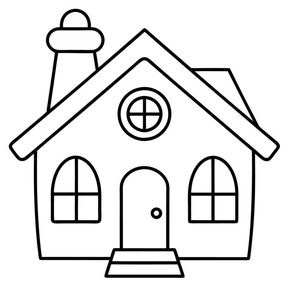 House Outline or line art drawing for children activity with black and white image vector