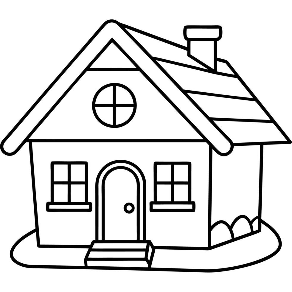 House Outline or line art drawing for children activity with black and white image vector
