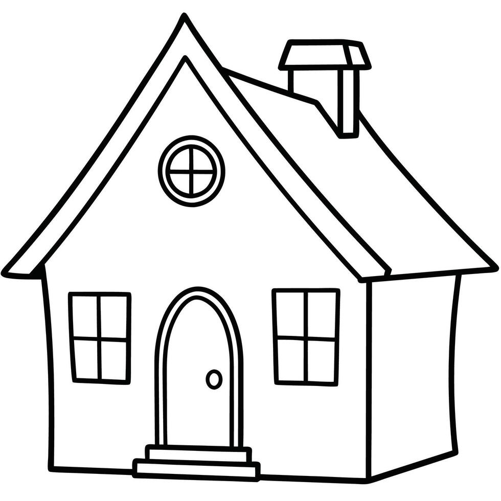 House Outline or line art drawing for children activity with black and white image vector