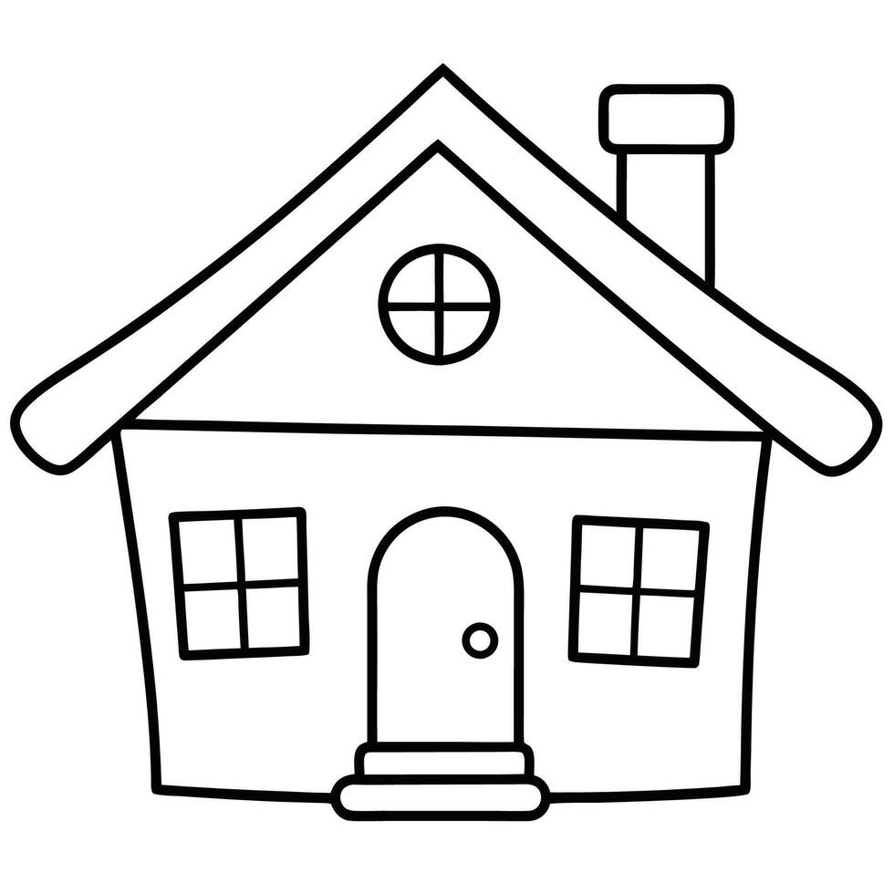 House Outline or line art drawing for children activity with black and white image vector