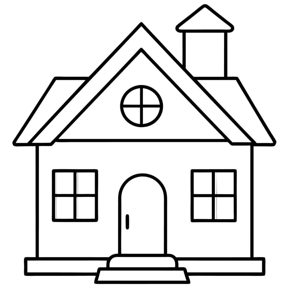 House Outline or line art drawing for children activity with black and white image vector