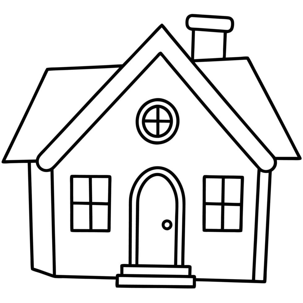 House Outline or line art drawing for children activity with black and white image vector