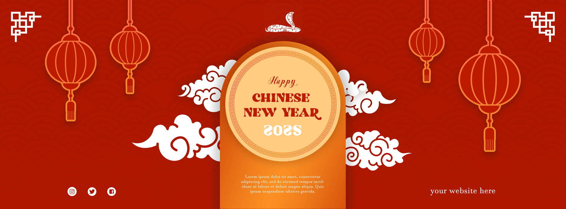 Chinese New Year Greeting Facebook Cover Minimalist Template Design psd