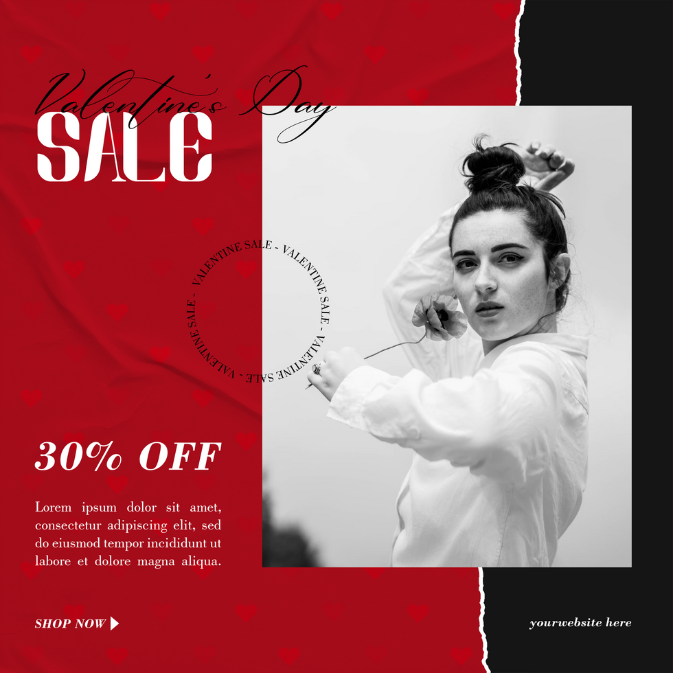 Valentines Day Sale Red Design Social Media Post Template psd