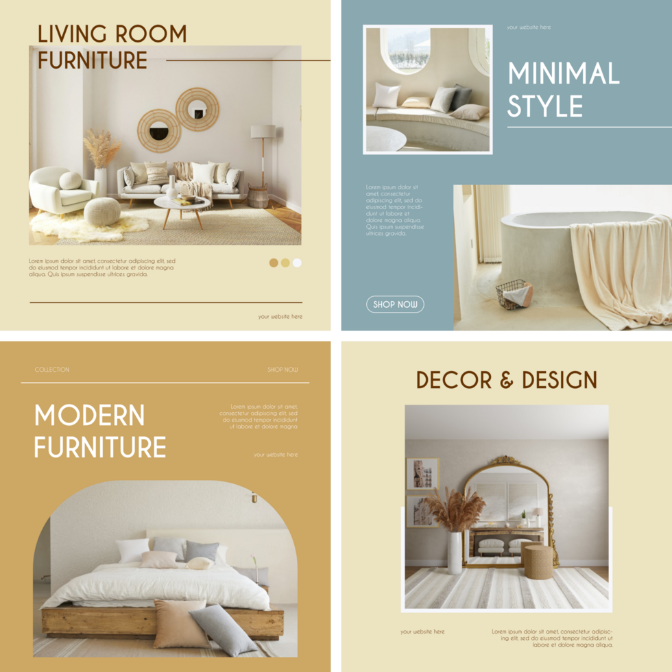 Furniture Minimalist Modern Social Media Post Design Template Set Bundle psd