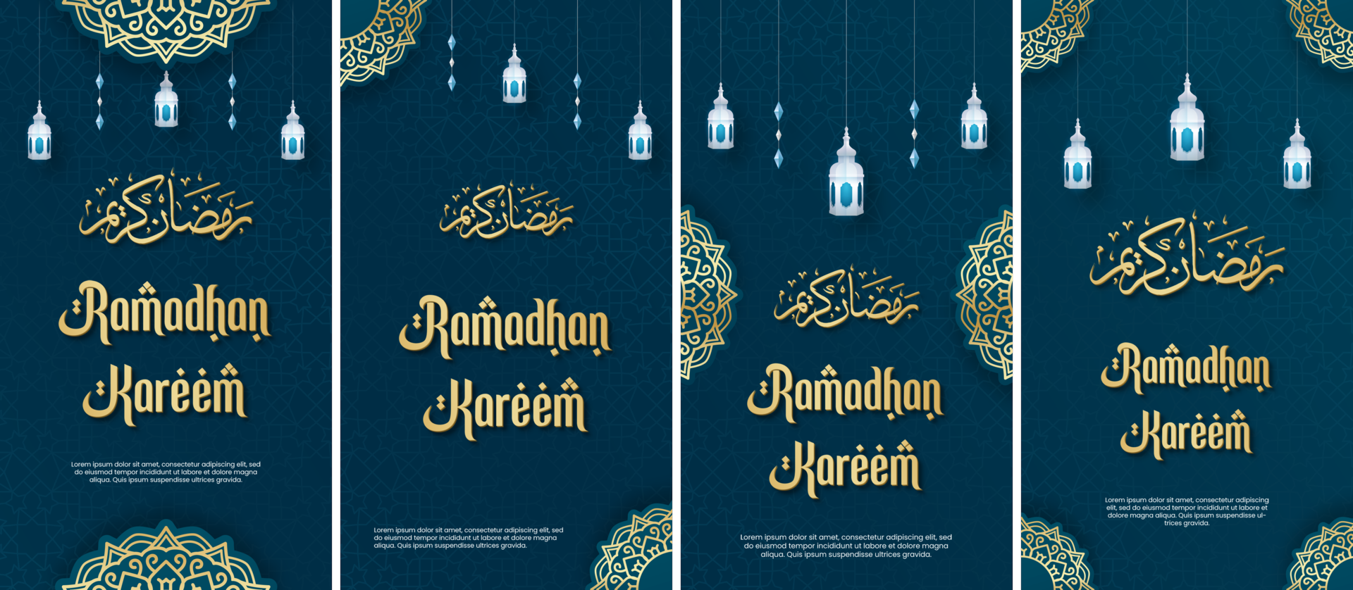 Ramadhan Kareem Elegant Design Greeting Post Card Template Social Media Story Set Bundle psd
