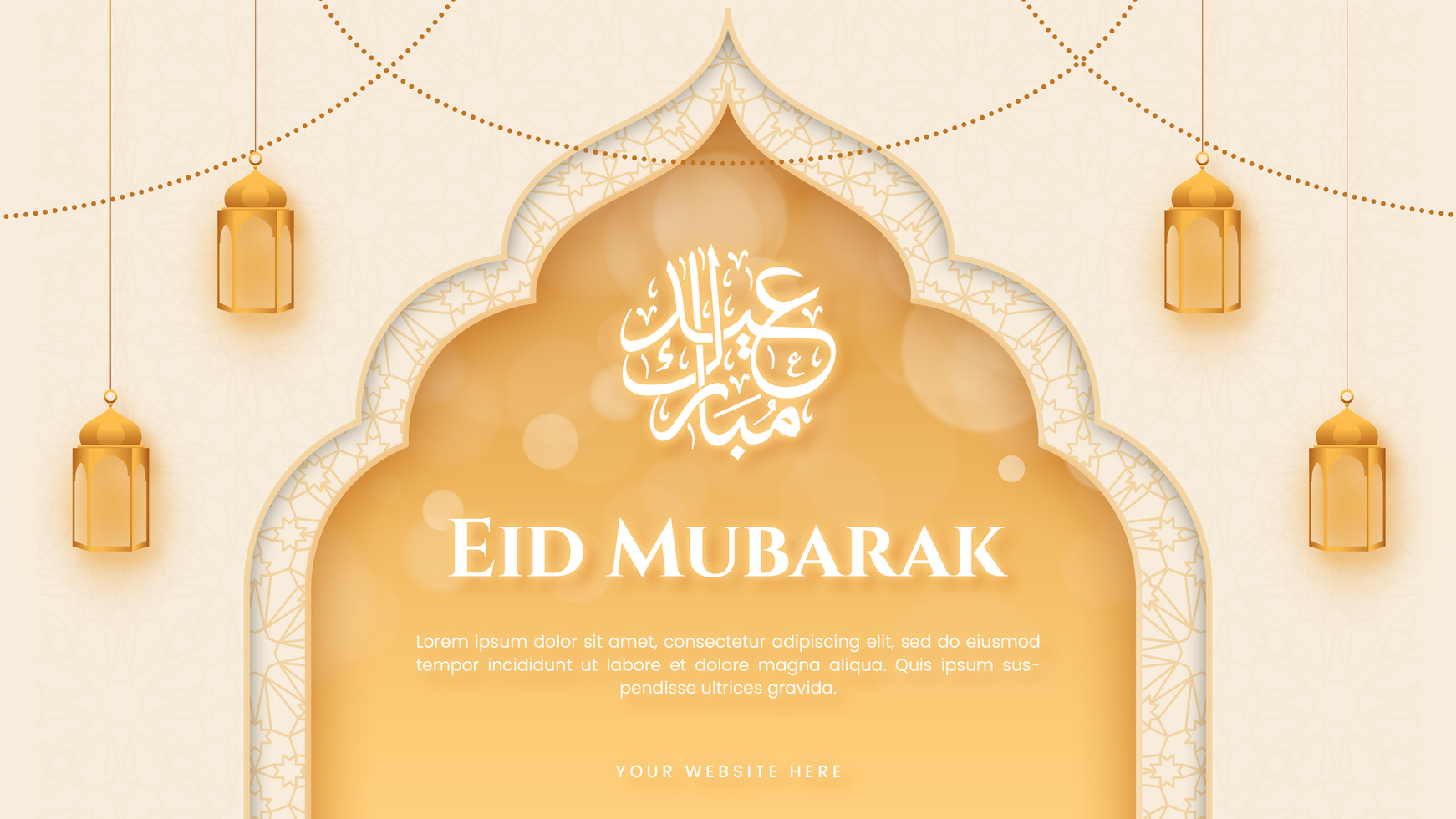 Eid Mubarak Elegant Greeting Postcard Design Template Web Banner psd