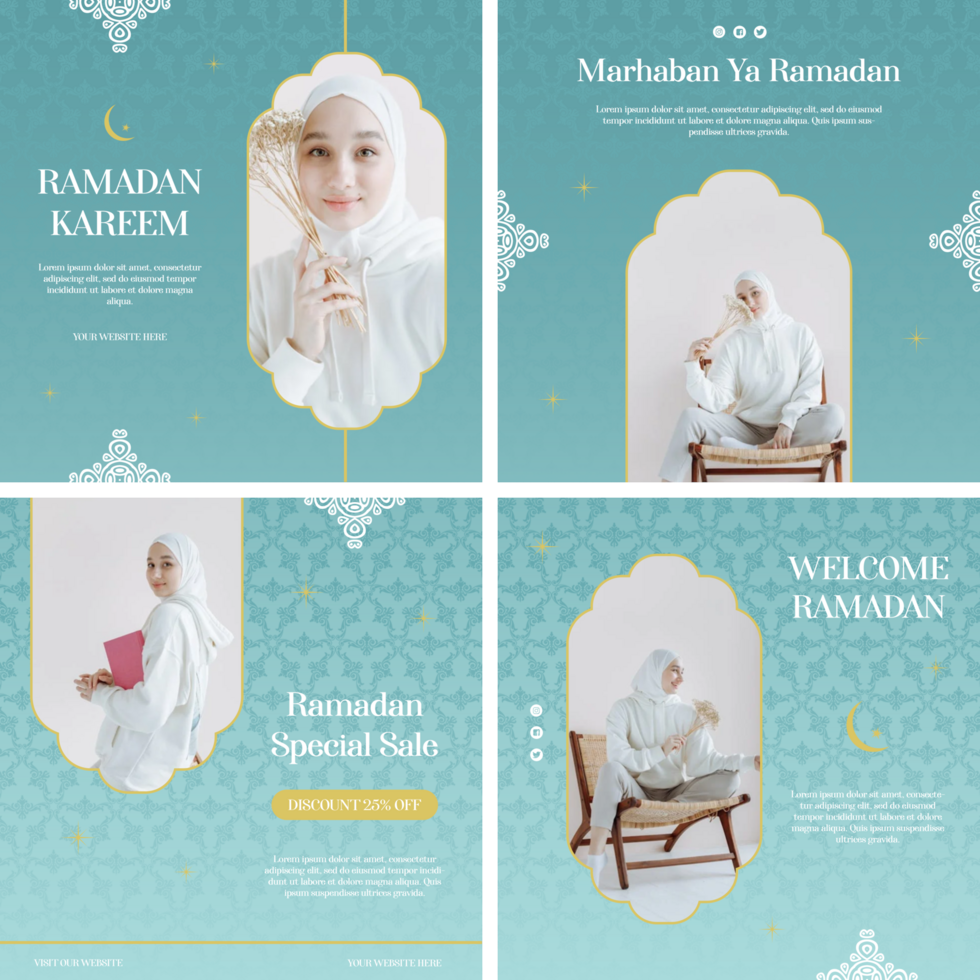 Ramadan Social Media Post Template Design Set psd