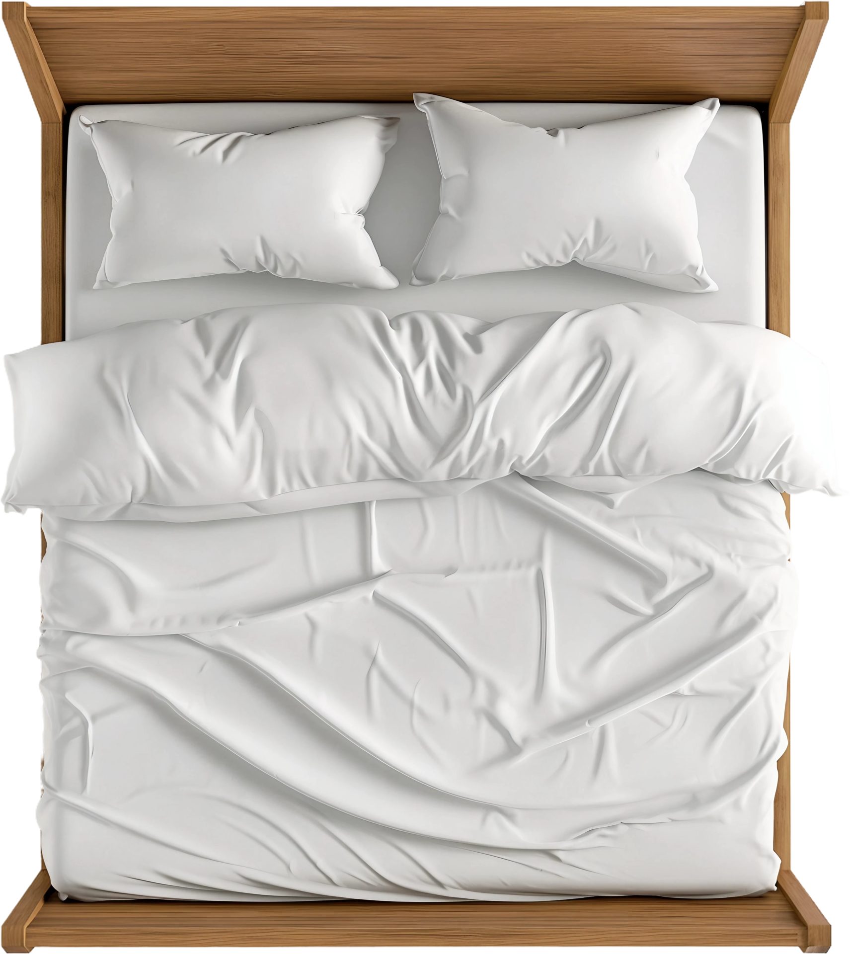 bed frame with white sheets and pillows 48270340 PNG
