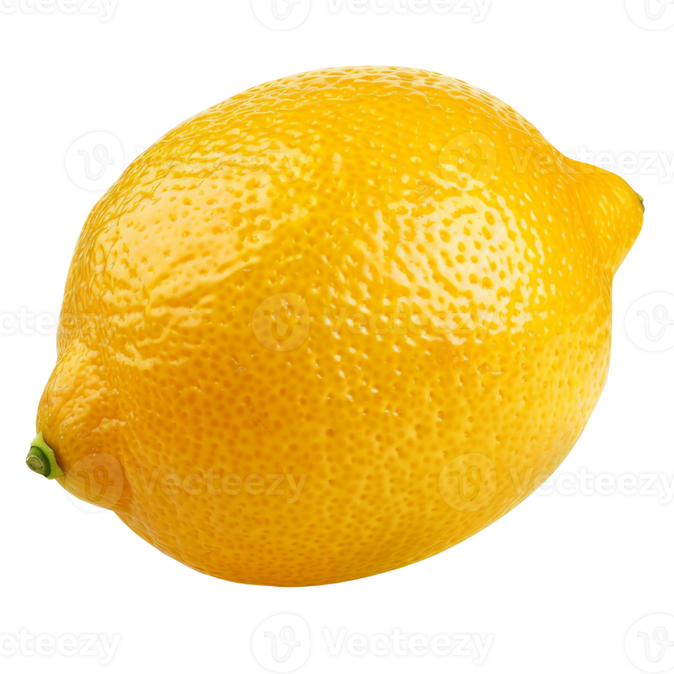 A vibrant, textured whole yellow lemon isolated against a deep black background, emphasizing its fresh and zesty nature. png