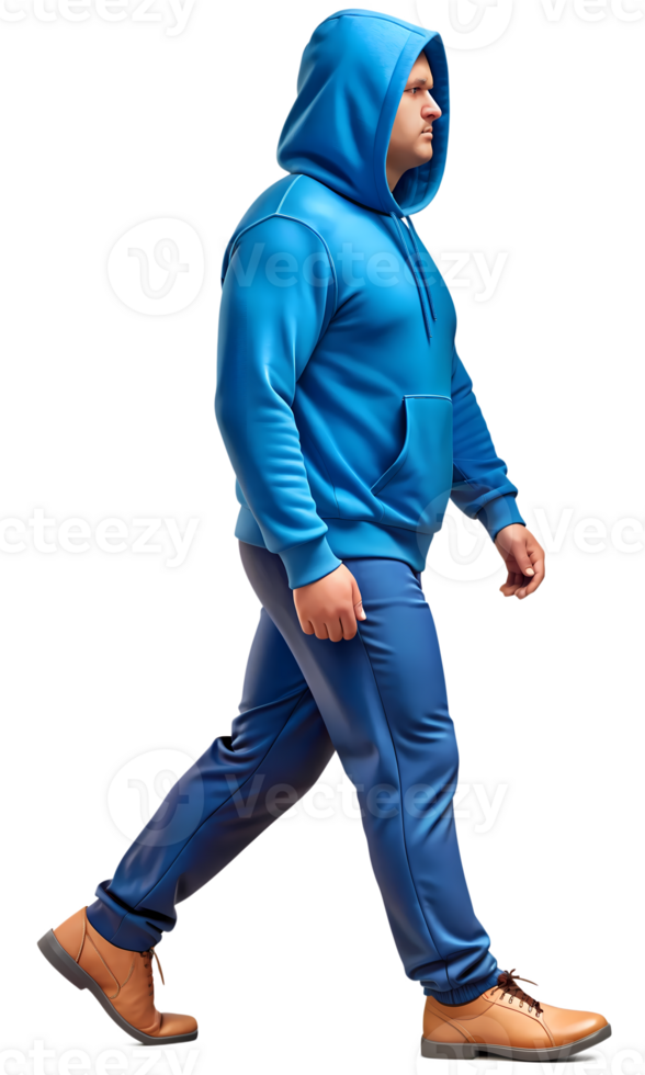 Man in Blue Hoodie Walking Forward png