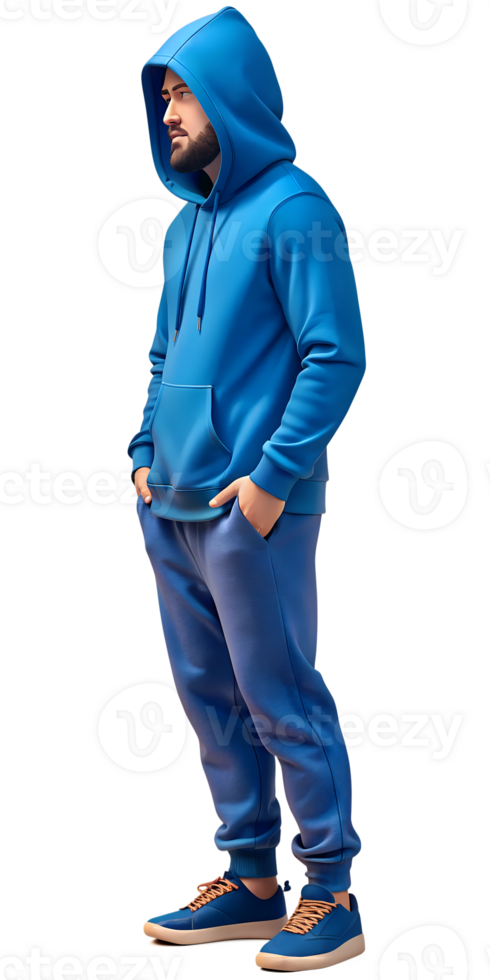 Man in Blue Hoodie and Sweatpants png