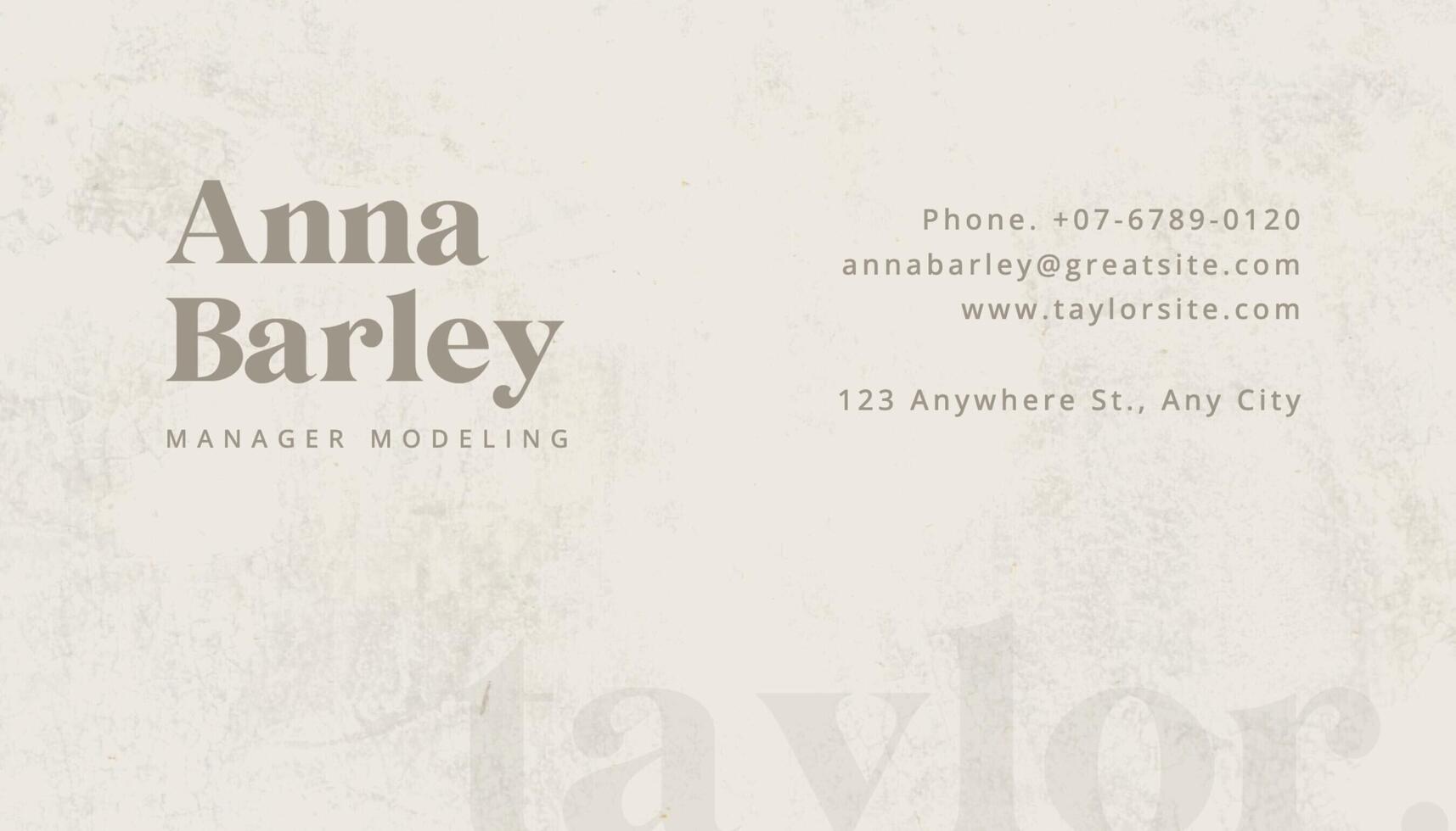 Beige Minimalist Modeling Agency Business Card template