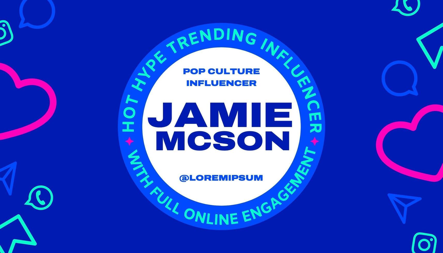 Pop Neon Hype Influencer Name Card Design Template