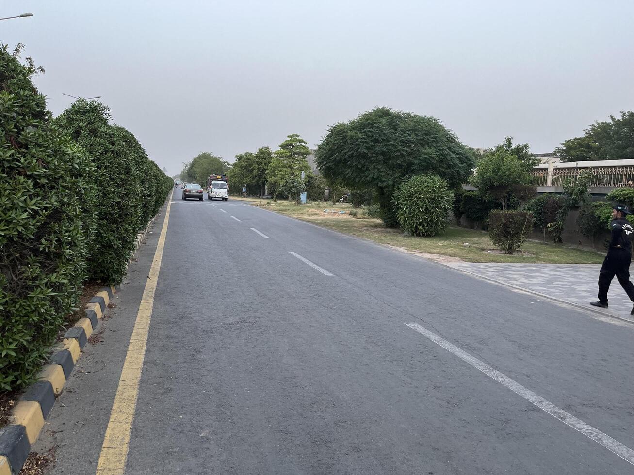 low angle view of city traffic in Lahore, Pakistan on June 3, 2024. photo