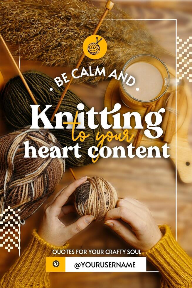 Warm Yellow and Homey Knitting Quote Template