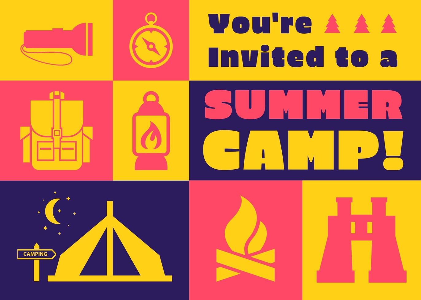 Summer Camp Invitation Card Template template