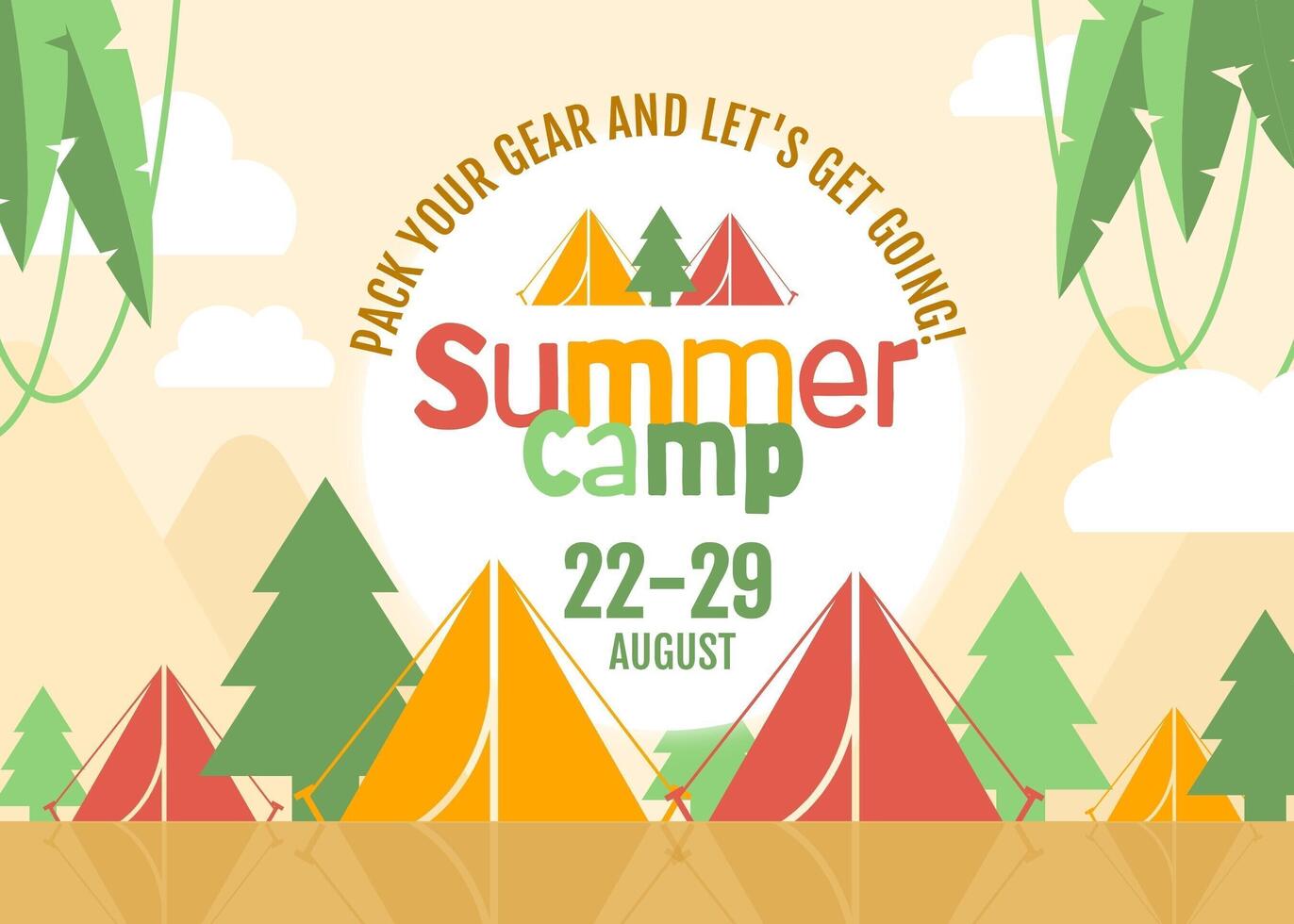 Fun Modern Bright Summer Camp Invitation Template