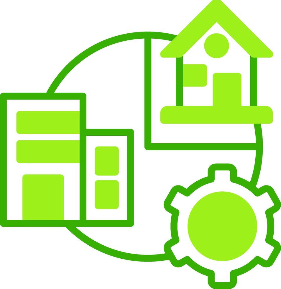 Hybrid Work Green Tone Icon vector
