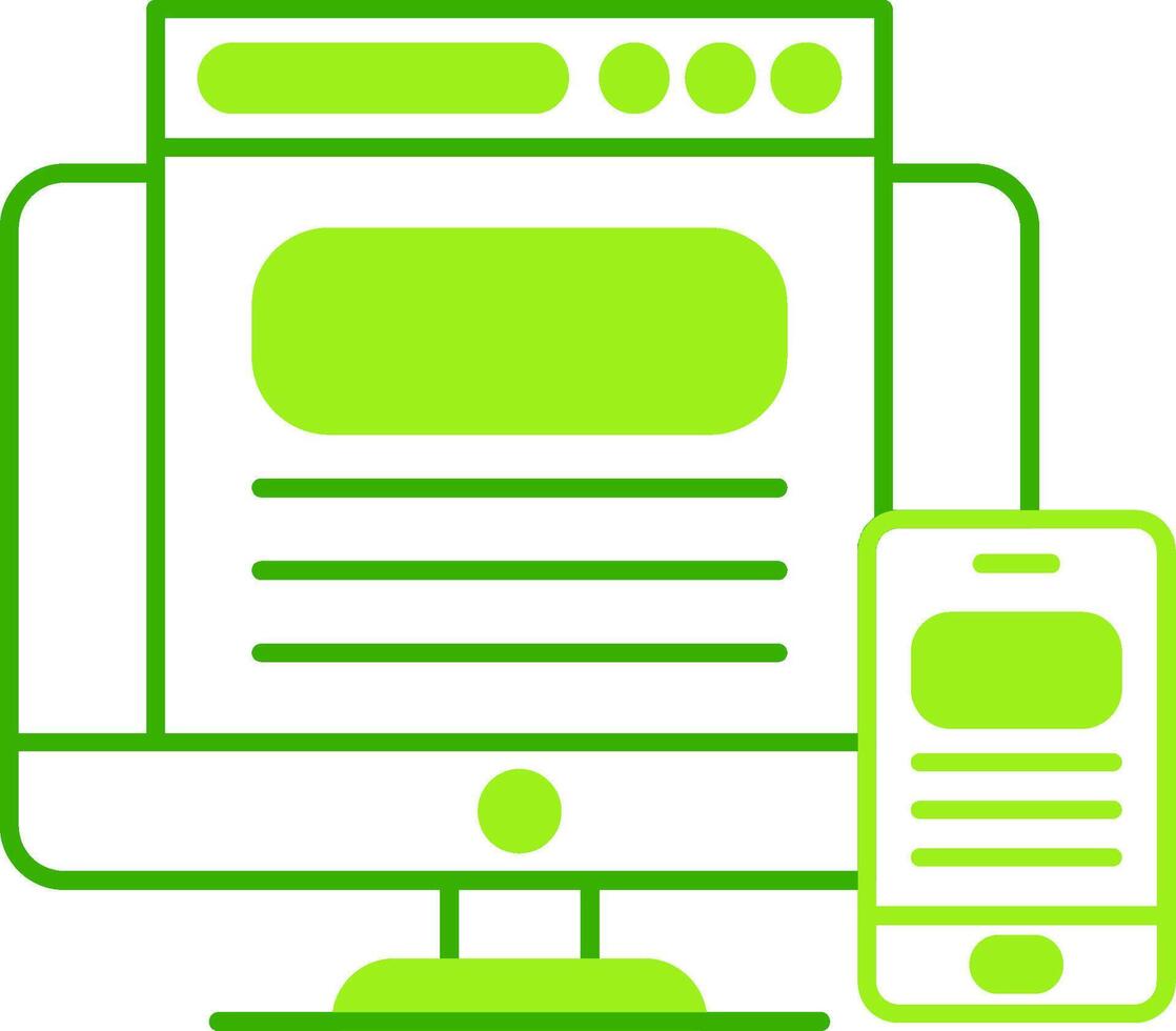 Responsive Design Green Tone Icon vector