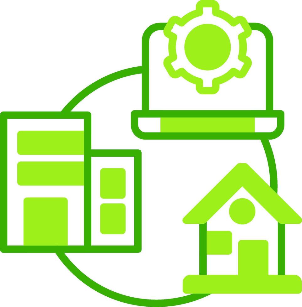 Hybrid Work Green Tone Icon vector