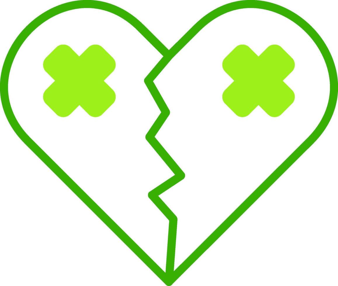 Broken Heart Green Tone Icon vector