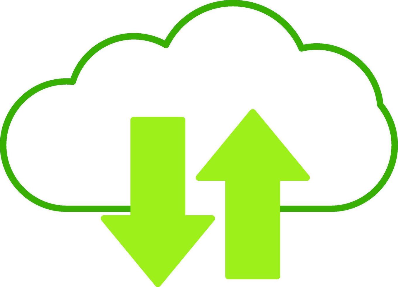 Cloud Upload And Download Green Tone Icon vector
