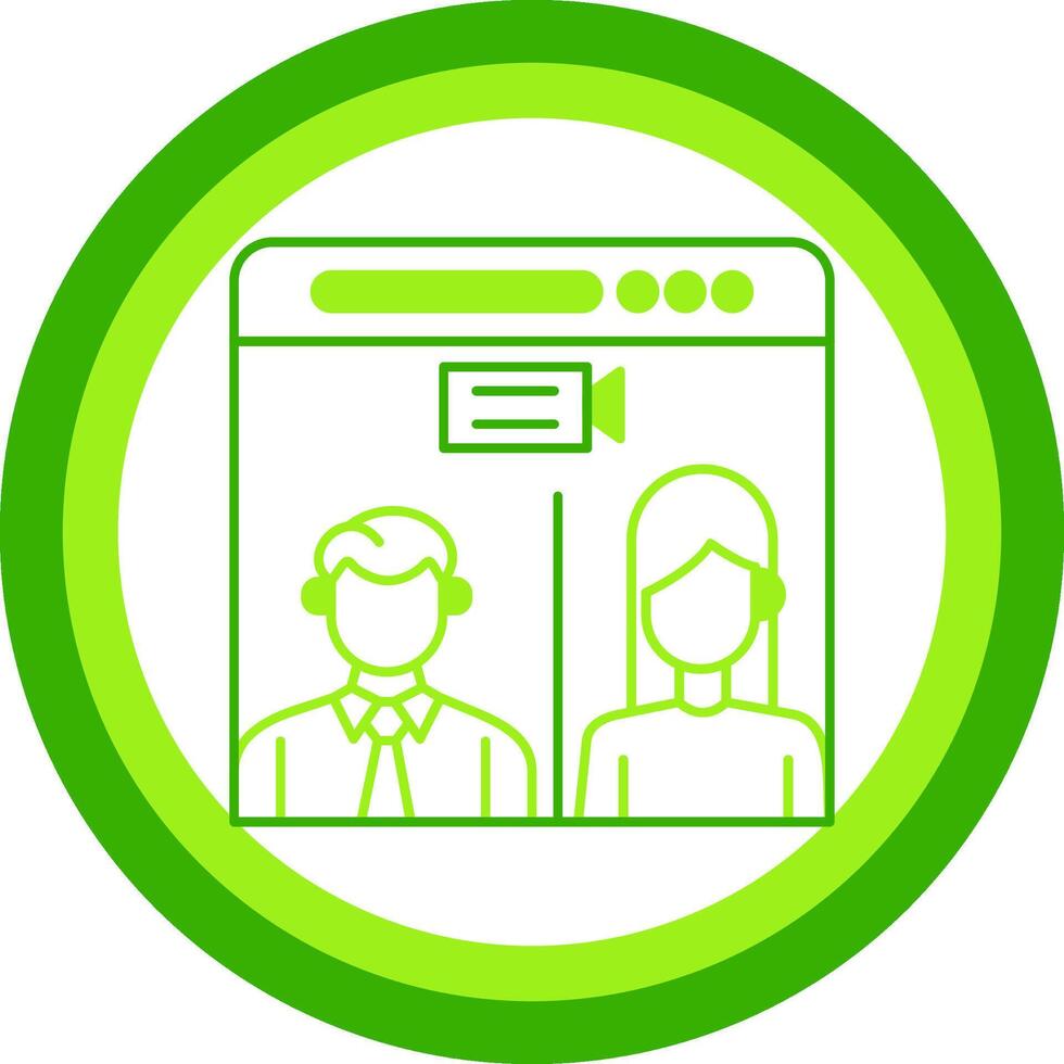 Web Conference Green Tone Circle Icon vector