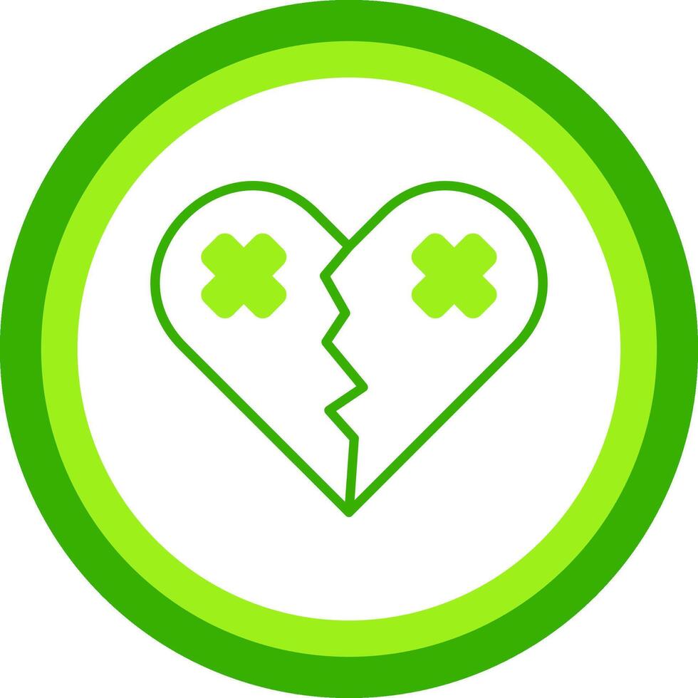 Broken Heart Green Tone Circle Icon vector