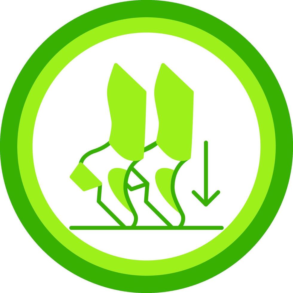 Toe Stand Green Tone Circle Icon vector