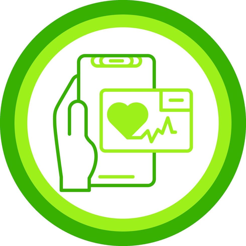 Heart Rate App Green Tone Circle Icon vector