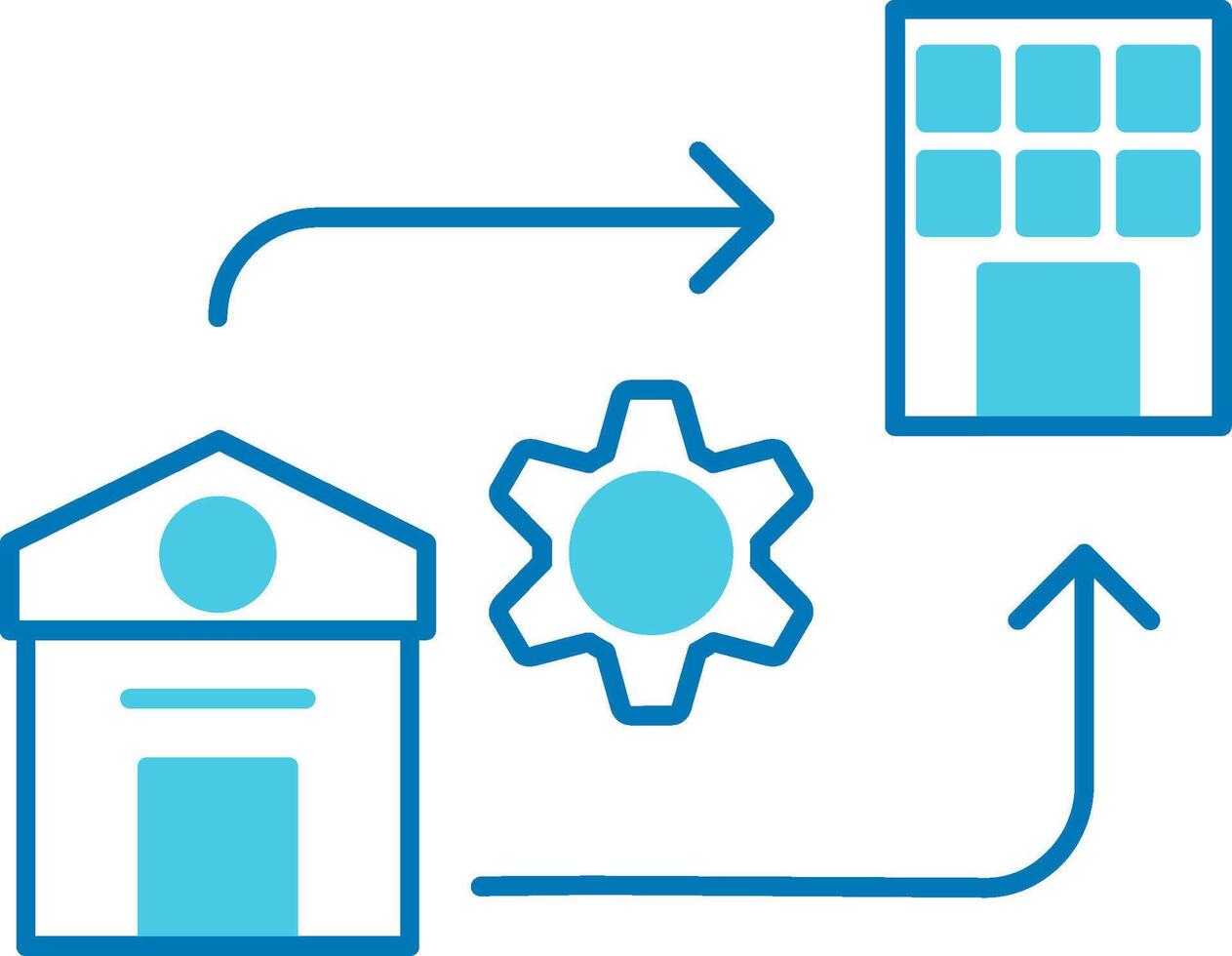 Hybrid Work Blue Tone Icon vector