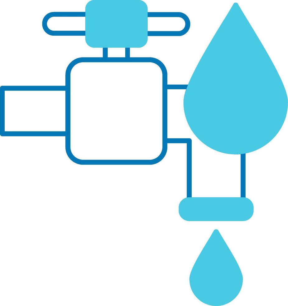 Water Faucet Blue Tone Icon vector