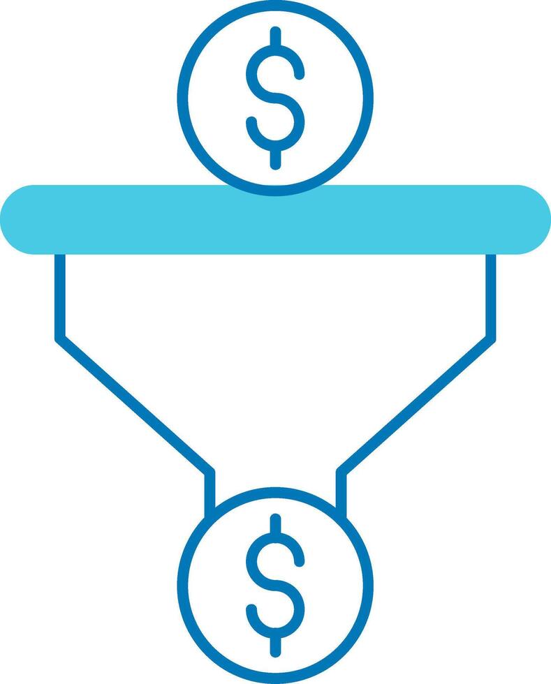 Dollar Sales PipeBlue Tone Blue Tone Icon vector