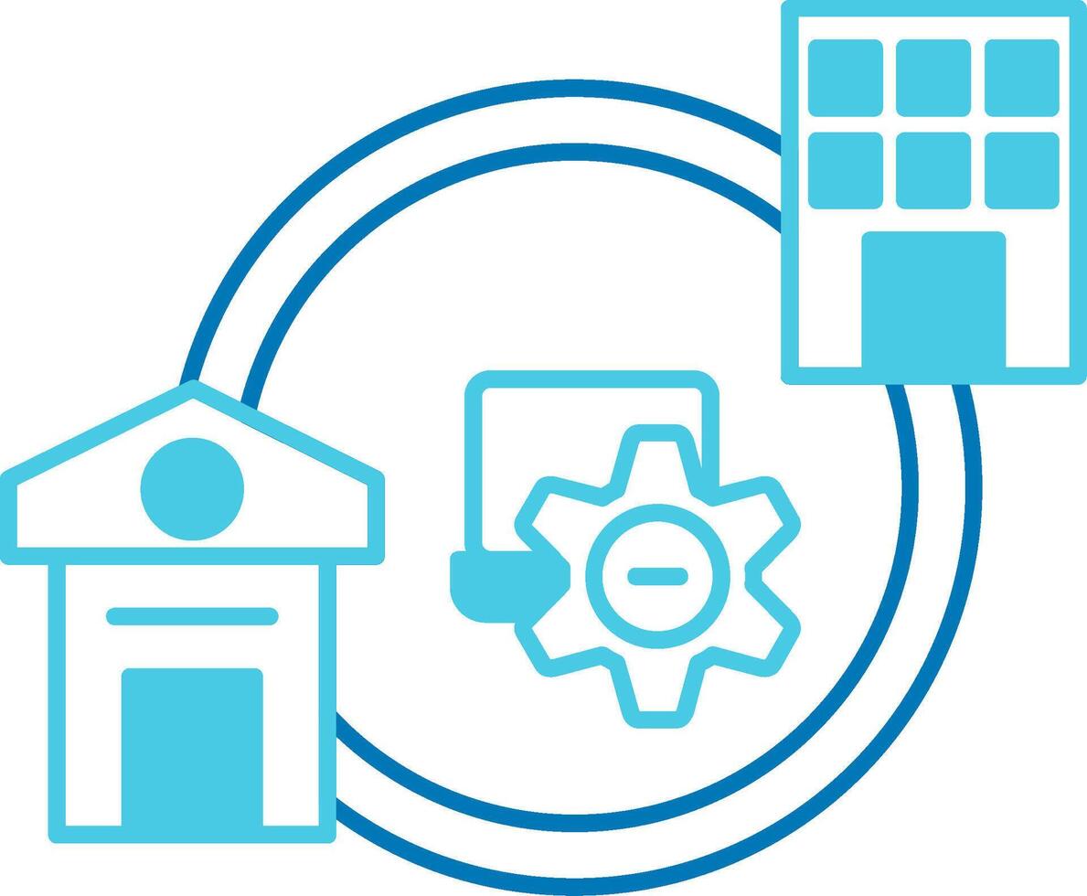 Hybrid Work Blue Tone Icon vector