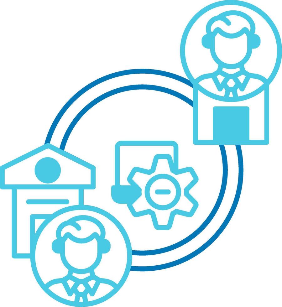 Hybrid Work Blue Tone Icon vector