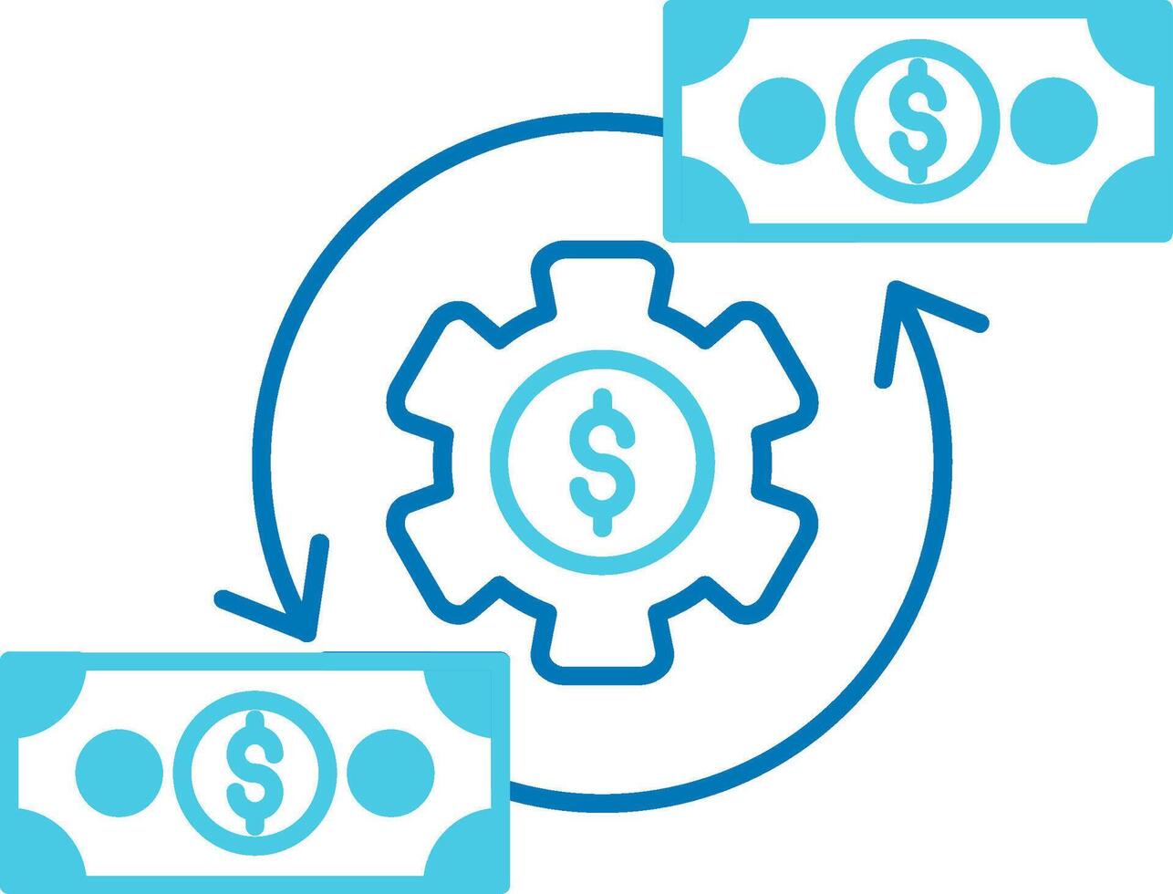Cash Flow Blue Tone Icon vector