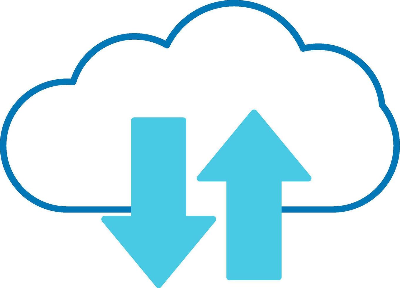 Cloud Upload And Download Blue Tone Icon vector