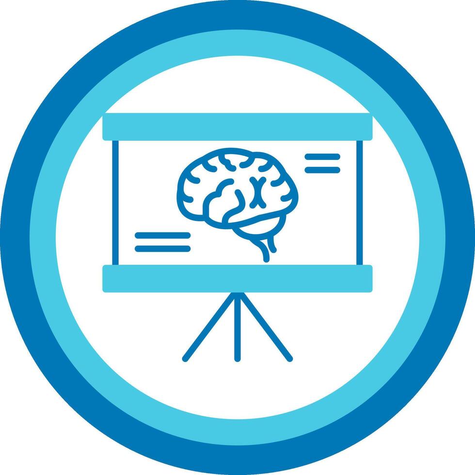 Brain Blue Tone Circle Icon vector