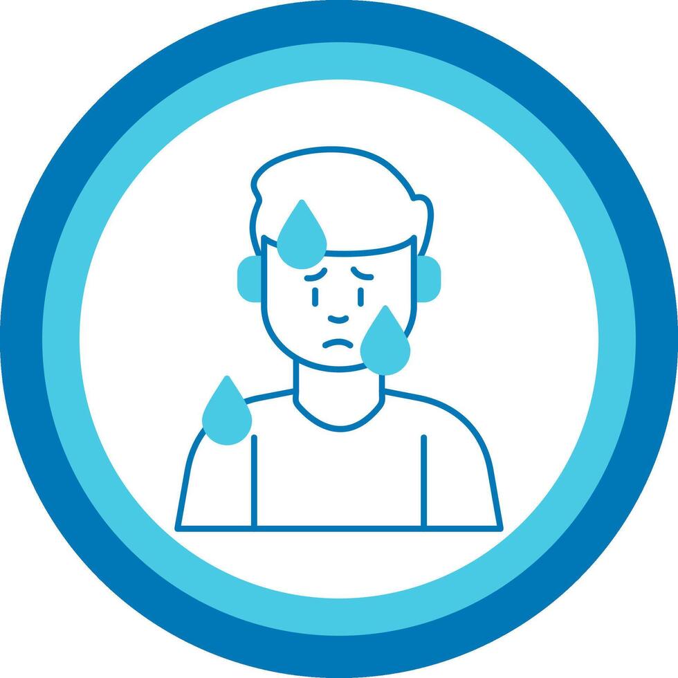 Male Sweating Blue Tone Circle Icon vector