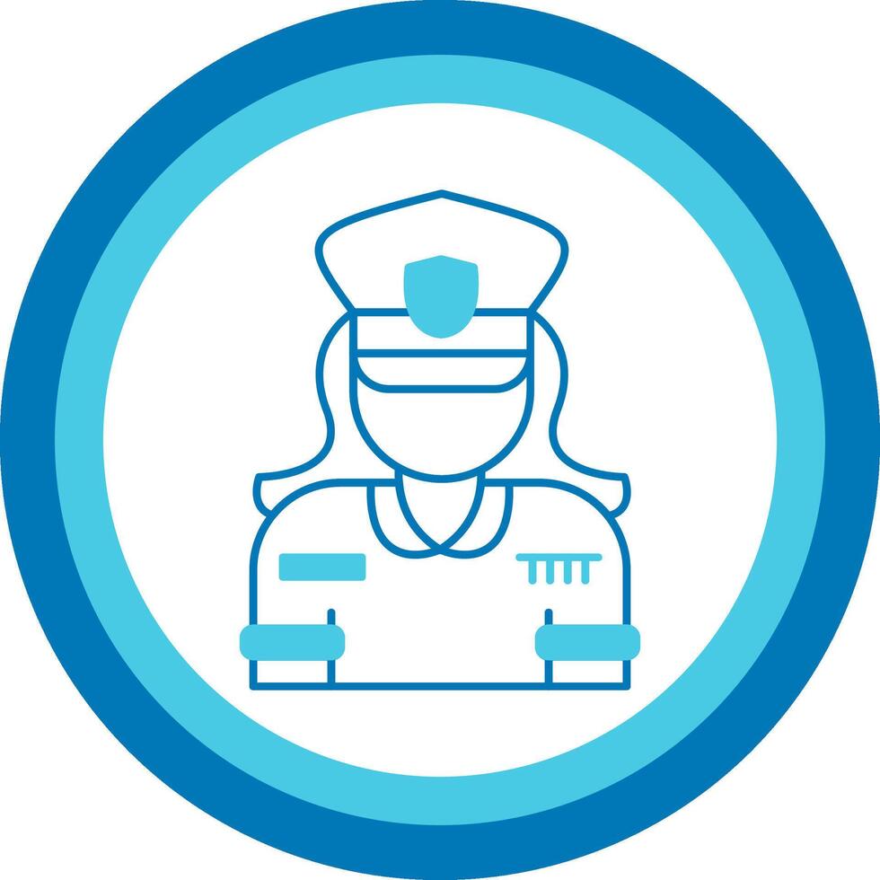 Policewoman Blue Tone Circle Icon vector